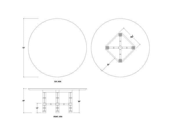 Farringdon Round Dining Table 72''-Blue Hand Home