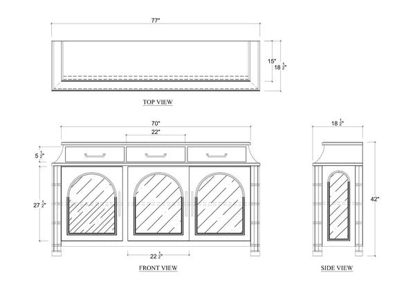 Farringdon 3 Door Orangery Cabinet-Blue Hand Home