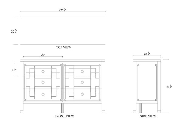 Knightsbridge 6 Drawer Dresser-Blue Hand Home