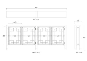 Knightsbridge Long Narrow Sideboard-Blue Hand Home