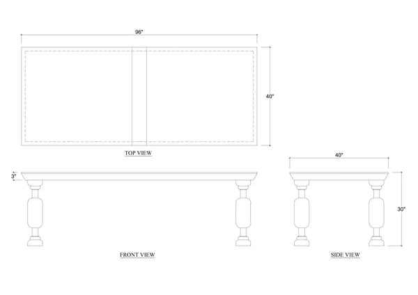 Chatsworth Dining Table 96''-Blue Hand Home