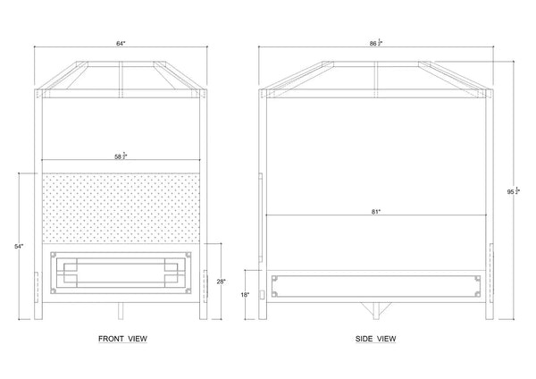 Knightsbridge 4 Poster Queen Bed-Blue Hand Home