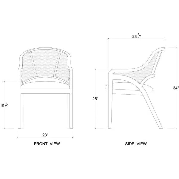 Mayfair Chair in Sandbar w/ Arctic White Performance Fabric & Rattan Natural on Back-Blue Hand Home