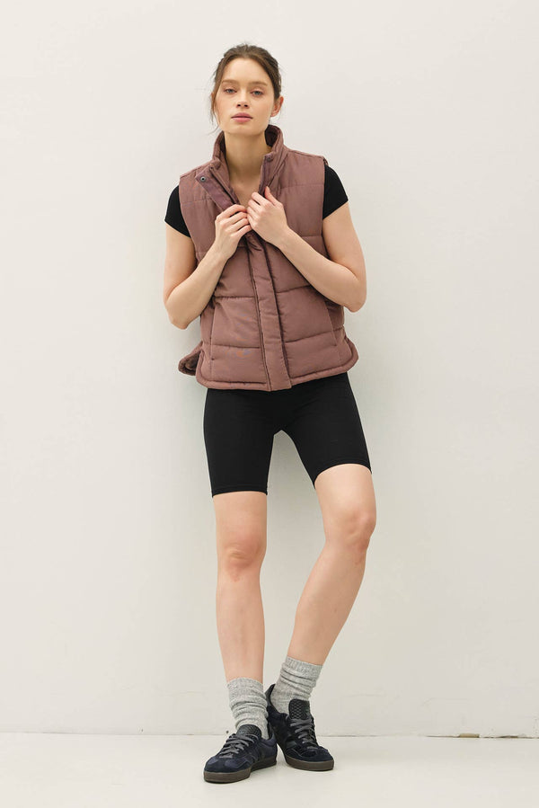 NEW COLOR-SUEDE LIKE PUFFER VEST-Blue Hand Home