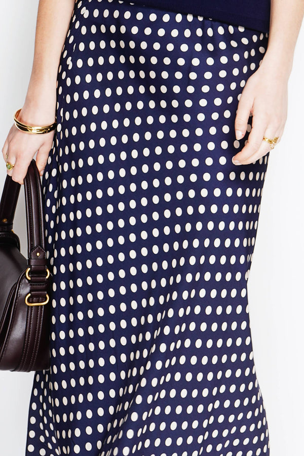 Leopard Satin Skirt 2337-Pois-Blue Hand Home