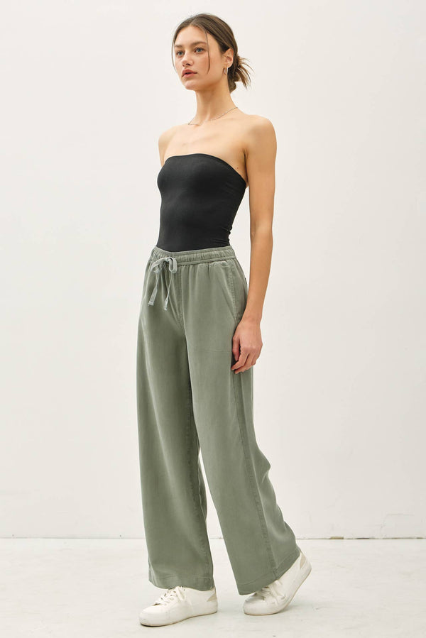 TENCEL WIDE LEG PANTS-Blue Hand Home