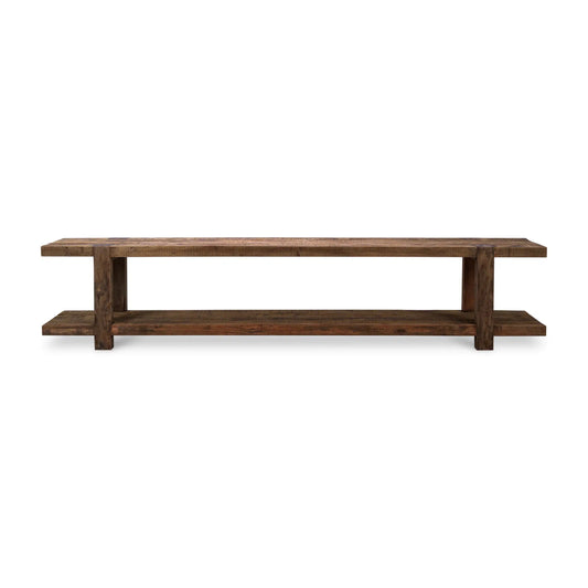 Tuscan Teak Media Console In Tuscan Brown-Blue Hand Home
