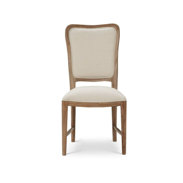 Laurna Teak Dining Chair In Teak White Wash W/ Natural Performance Fabric-Blue Hand Home