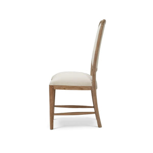Laurna Teak Dining Chair In Teak White Wash W/ Natural Performance Fabric-Blue Hand Home