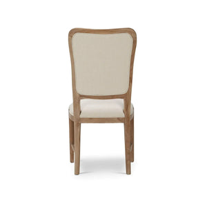 Laurna Teak Dining Chair In Teak White Wash W/ Natural Performance Fabric-Blue Hand Home