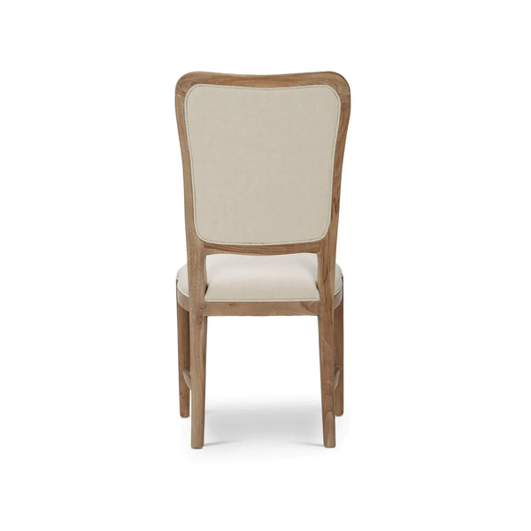 Laurna Teak Dining Chair In Teak White Wash W/ Natural Performance Fabric-Blue Hand Home