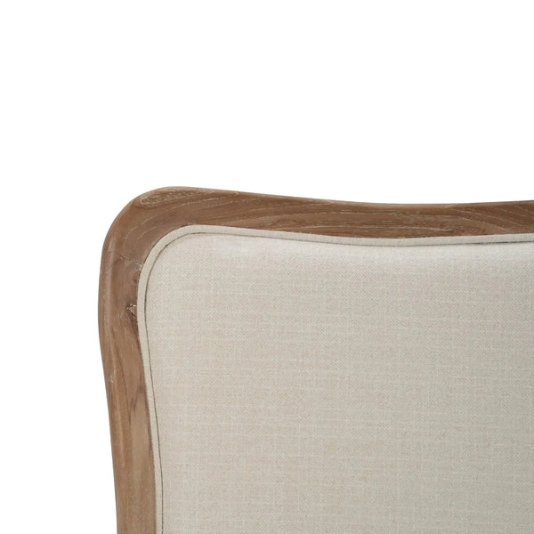Laurna Teak Dining Chair In Teak White Wash W/ Natural Performance Fabric-Blue Hand Home