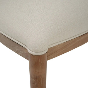 Laurna Teak Dining Chair In Teak White Wash W/ Natural Performance Fabric-Blue Hand Home