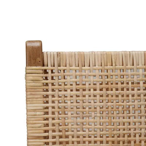 Logan Counter Stool w/ Rattan in Teak Natural Finish w/ Rattan Natural Seat & Back-Blue Hand Home