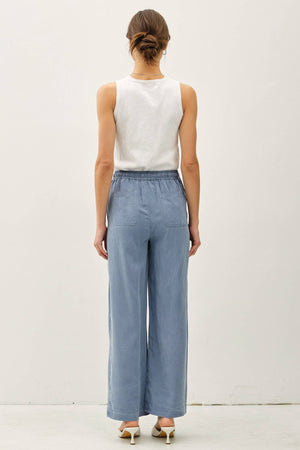 TENCEL WIDE LEG PANTS-Blue Hand Home