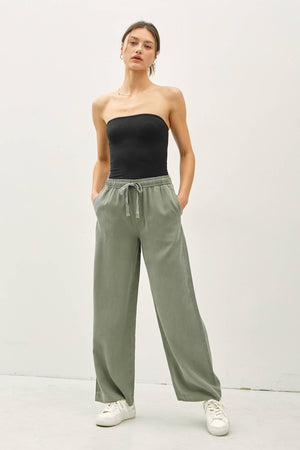 TENCEL WIDE LEG PANTS-Blue Hand Home