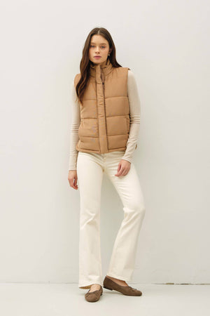 NEW COLOR-SUEDE LIKE PUFFER VEST-Blue Hand Home