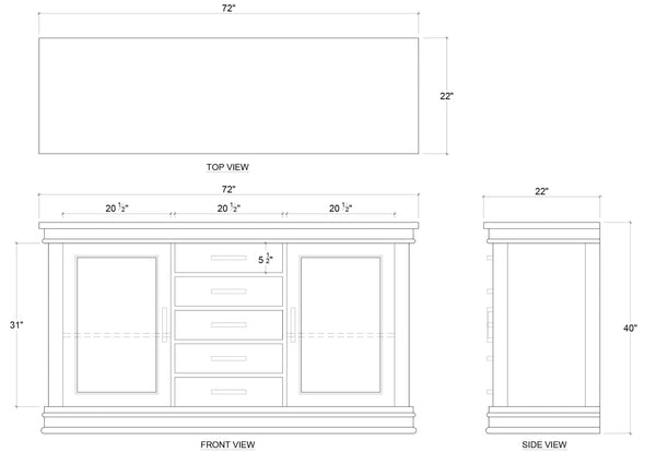 Williamson Sideboard w/ 2 Doors-Blue Hand Home