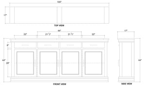 Williamson Sideboard w/ 4 Doors-Blue Hand Home