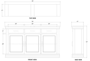 Williamson Sideboard w/ 3 Doors-Blue Hand Home