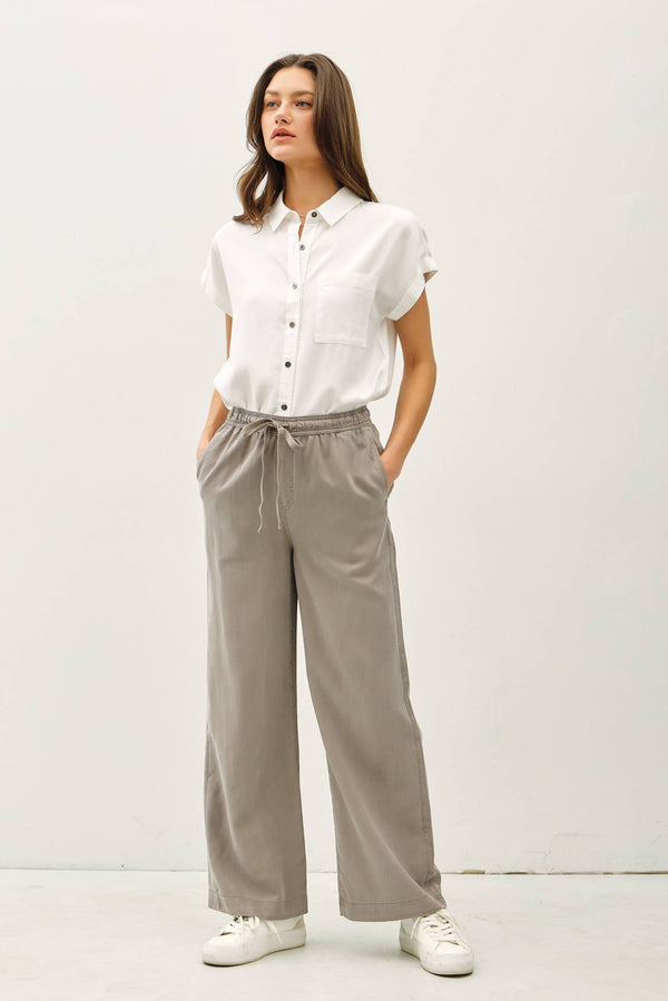 TENCEL WIDE LEG PANTS-Blue Hand Home