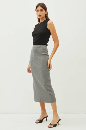 KNITTED HIGH RISE MIDI SKIRT-Blue Hand Home