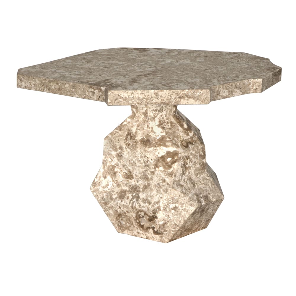 Rind Table, White Marble-Blue Hand Home