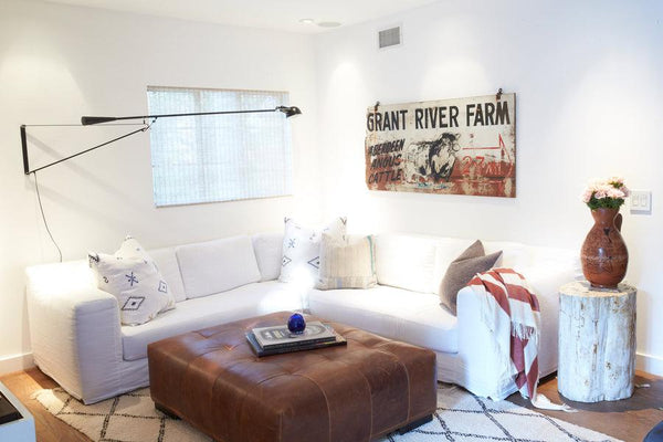 Cisco Home Arden Ottoman-Blue Hand Home