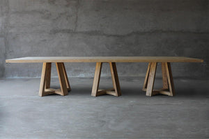 Reclaimed Teak Dining Table - Triple X Base-Blue Hand Home