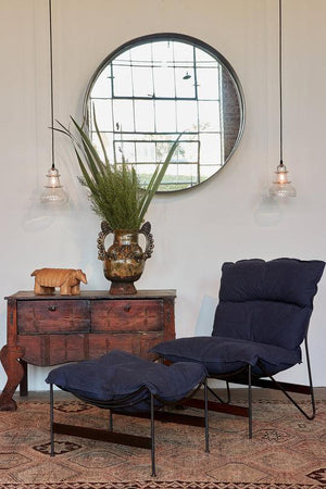 Cisco Home Davis Ottoman-Blue Hand Home