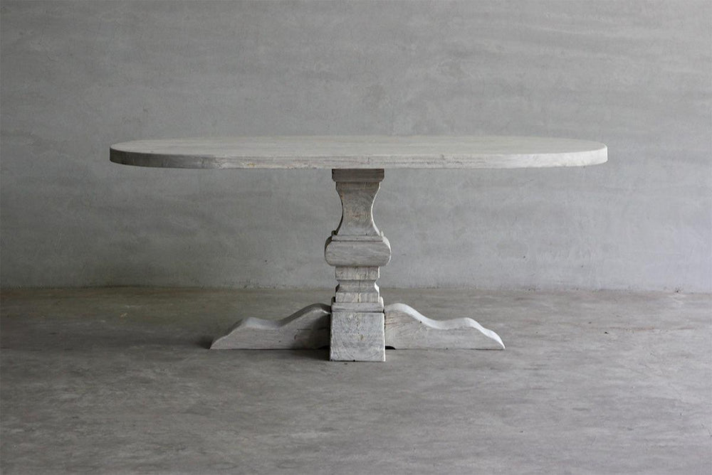 Reclaimed Elm 72" Racetrack Oval Dining Table - Pedestal Leg-Blue Hand Home