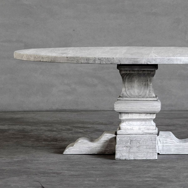 Reclaimed Elm Round Dining Table - Pedestal Base-Organic Restoration-Blue Hand Home