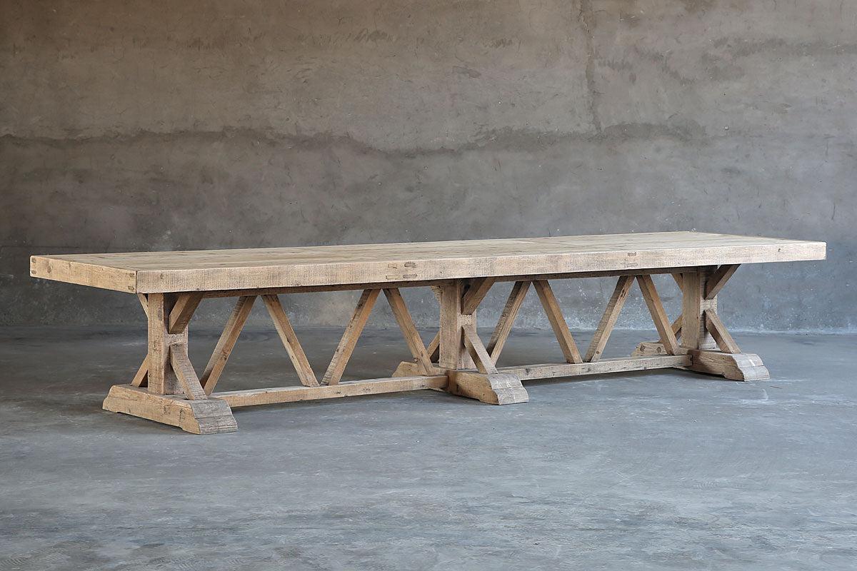 Salvaged Wood Trestle Table Organic Restoration