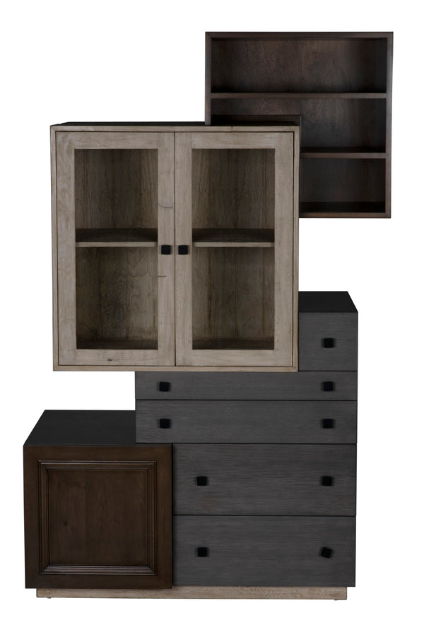 Juxtapose Cabinet, Oak, Alder, Reclaimed Lumber - 50x20x78-Blue Hand Home