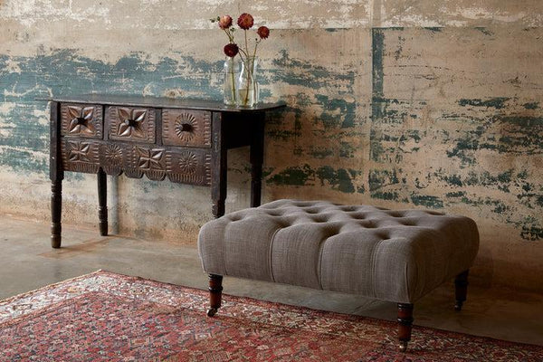 Field Ottoman - John Derian-Blue Hand Home