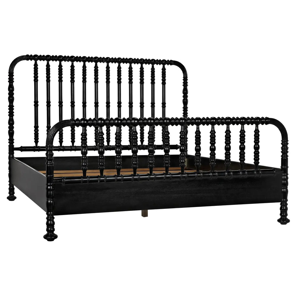 Bachelor Bed, Eastern King, Hand Rubbed Black-Blue Hand Home
