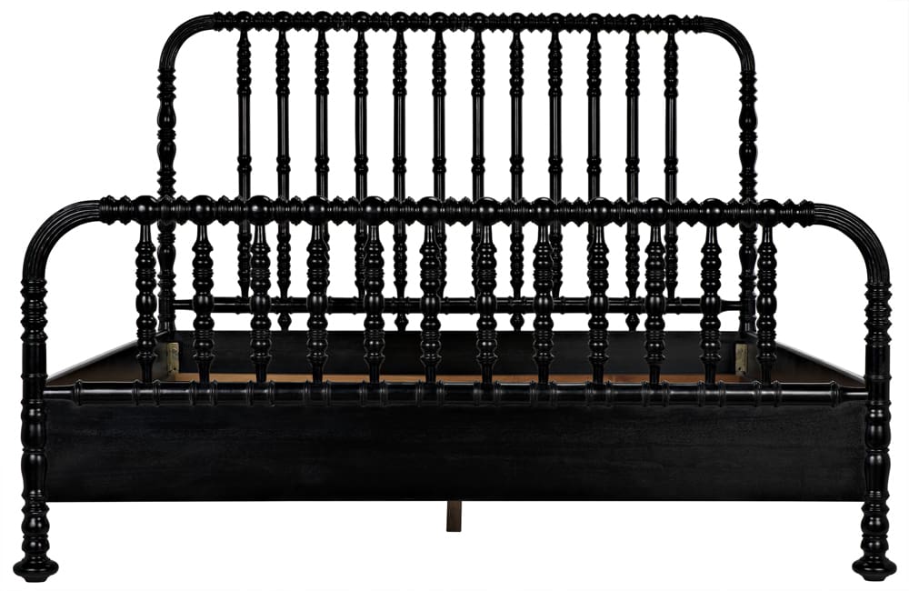 Bachelor Bed, Eastern King, Hand Rubbed Black-Blue Hand Home