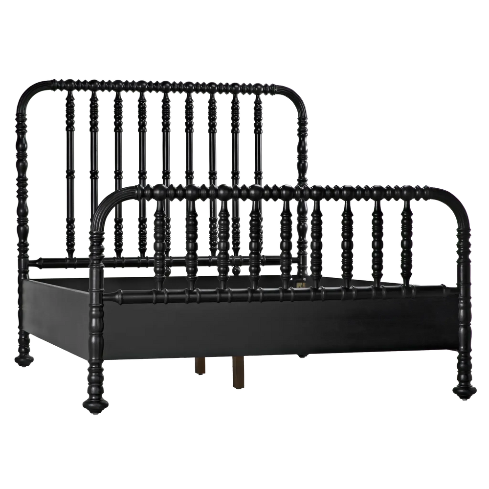 Bachelor Bed, Queen, Hand Rubbed Black-Blue Hand Home