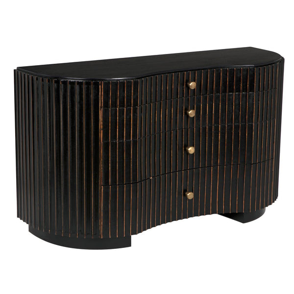 Irene Dresser, Hand Rubbed Black with Light Brown Trim-Noir Furniture-Blue Hand Home