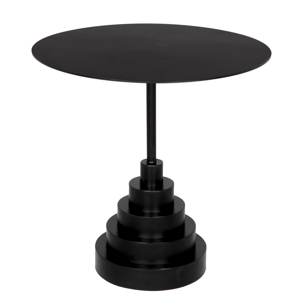 Noir Nova Round Side Table-Blue Hand Home