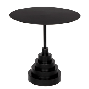 Noir Nova Round Side Table-Blue Hand Home