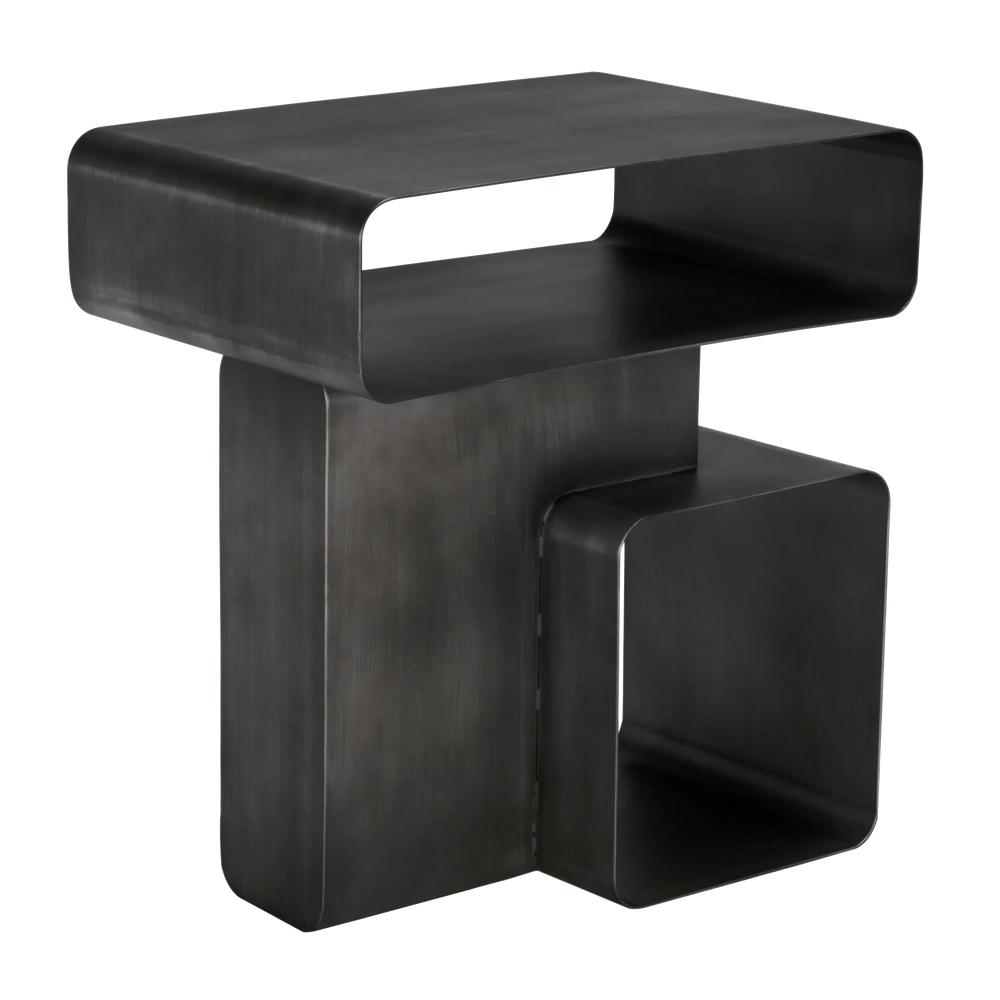 Danville Side Table, Gun Metal Finish by Noir-Blue Hand Home