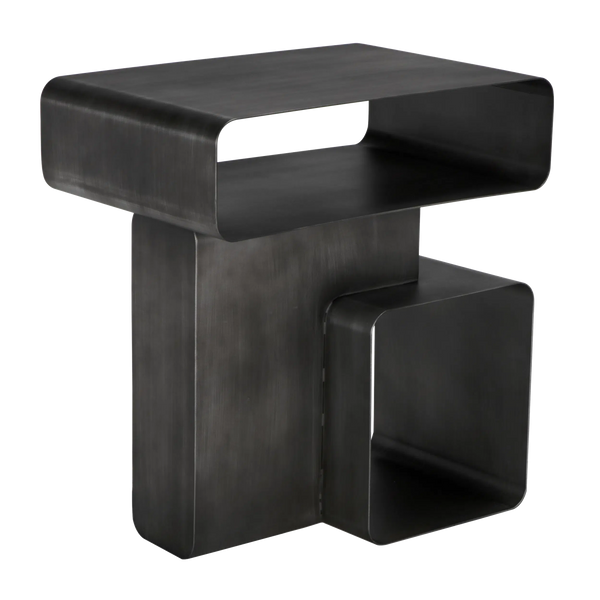 Danville Side Table, Gun Metal Finish by Noir-Blue Hand Home