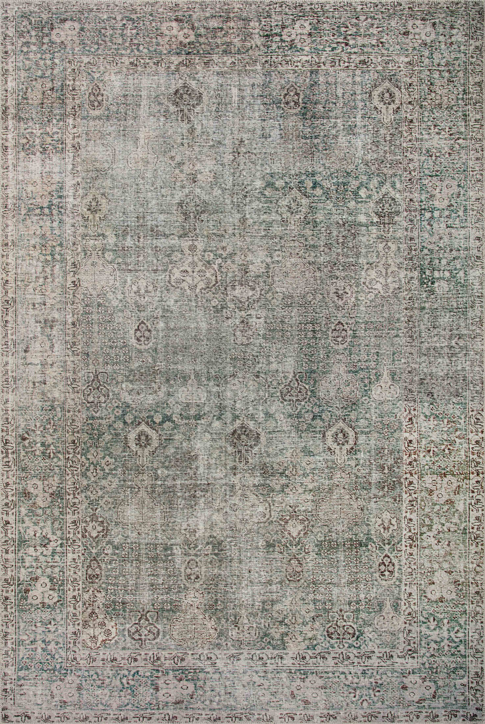 Chris Loves Julia x Loloi Jules Rugs - Emerald / Antique Ivory-Blue Hand Home