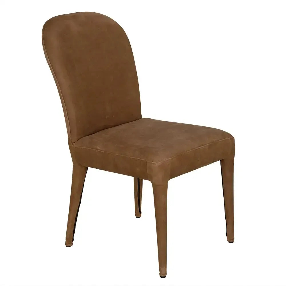 Georgia Dining Chair, Orris Brown Leather-Blue Hand Home
