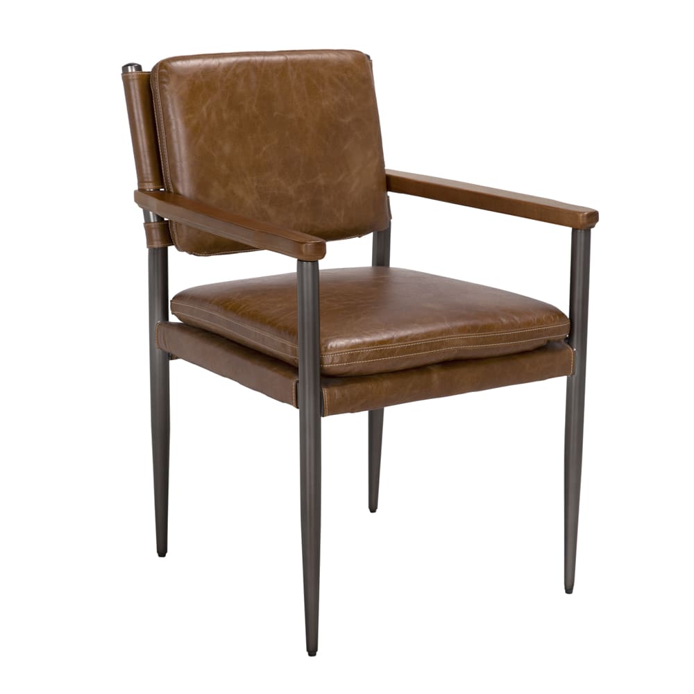 Wooster Dining Chair with Arms, Brown-Blue Hand Home