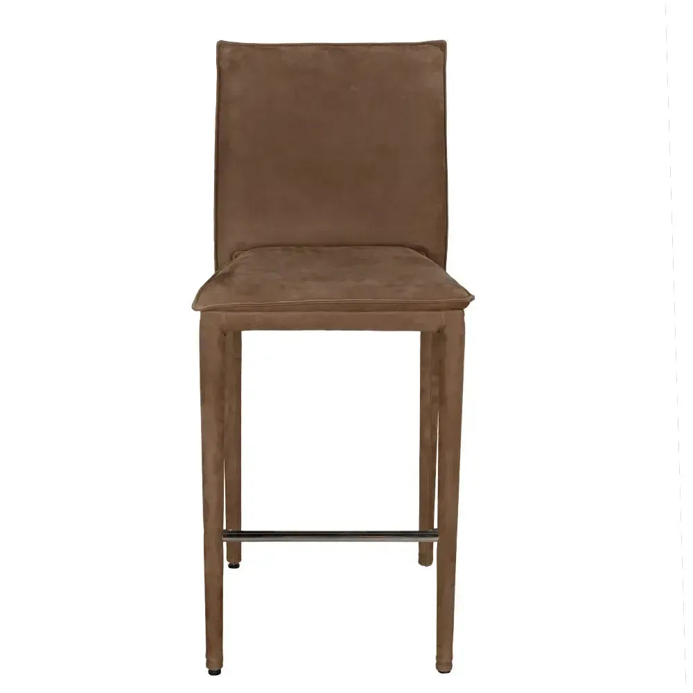 Newton Counter Chair, Orris Brown Leather-Blue Hand Home
