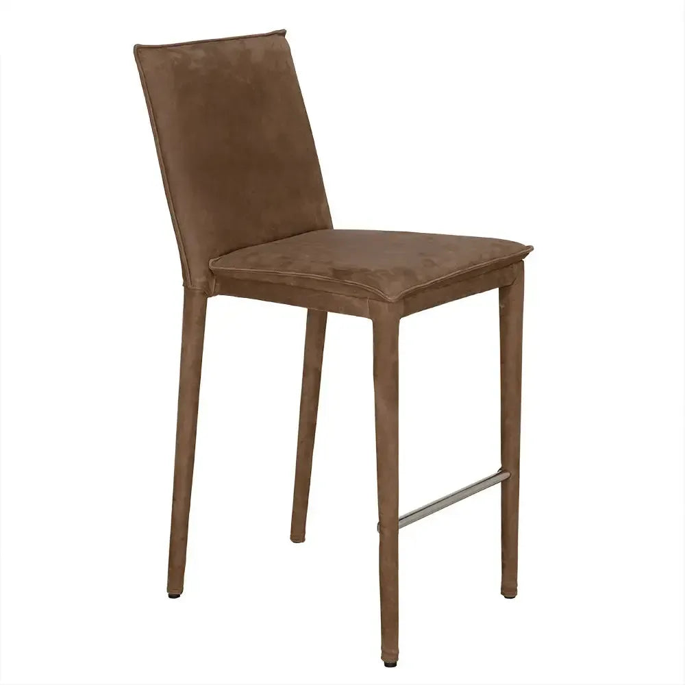 Newton Counter Chair, Orris Brown Leather-Blue Hand Home