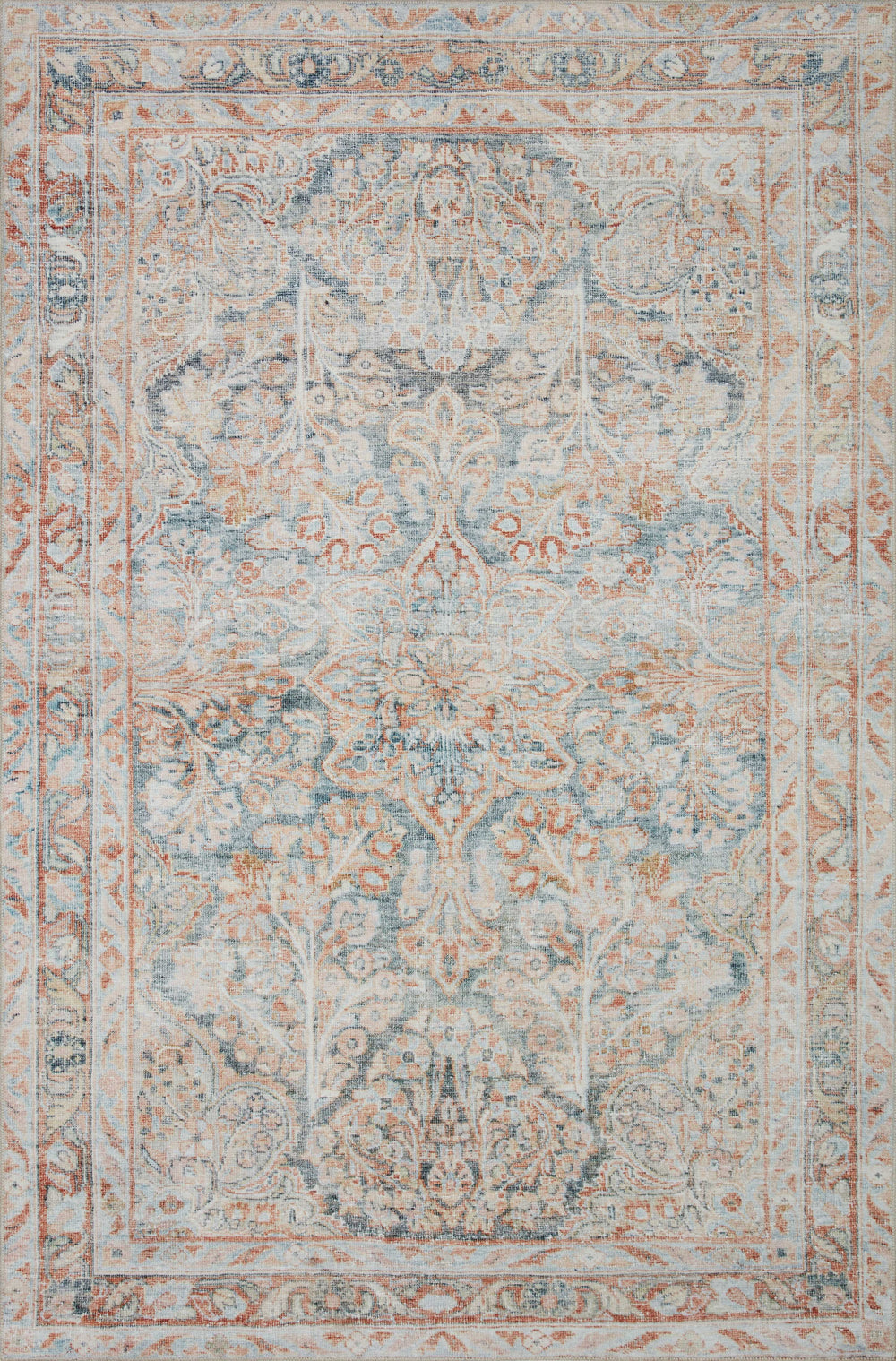 Magnolia Home by Joanna Gaines x Loloi Lenna Rug - Ocean / Apricot-Blue Hand Home