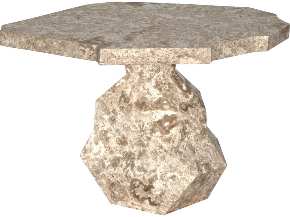 Rind Table, White Marble-Blue Hand Home
